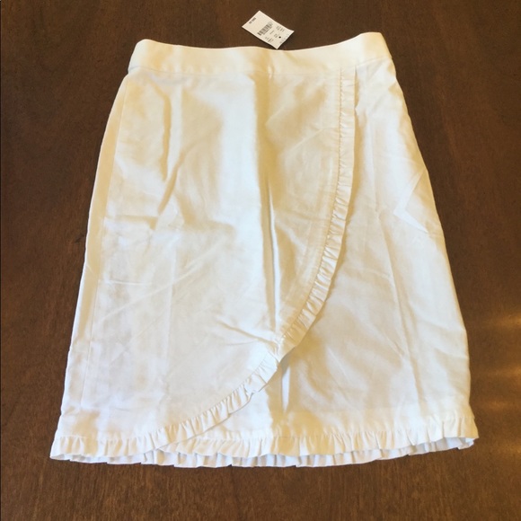 JCREW White Cotton Ruffle Trim Skirt NWT